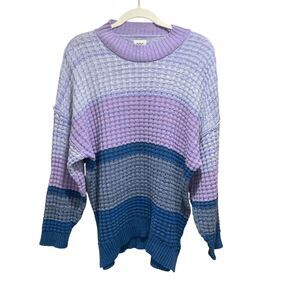 BDG Womens Oversized Chunky Purple Colorblock Boho Sweater XS Fisherman Fall